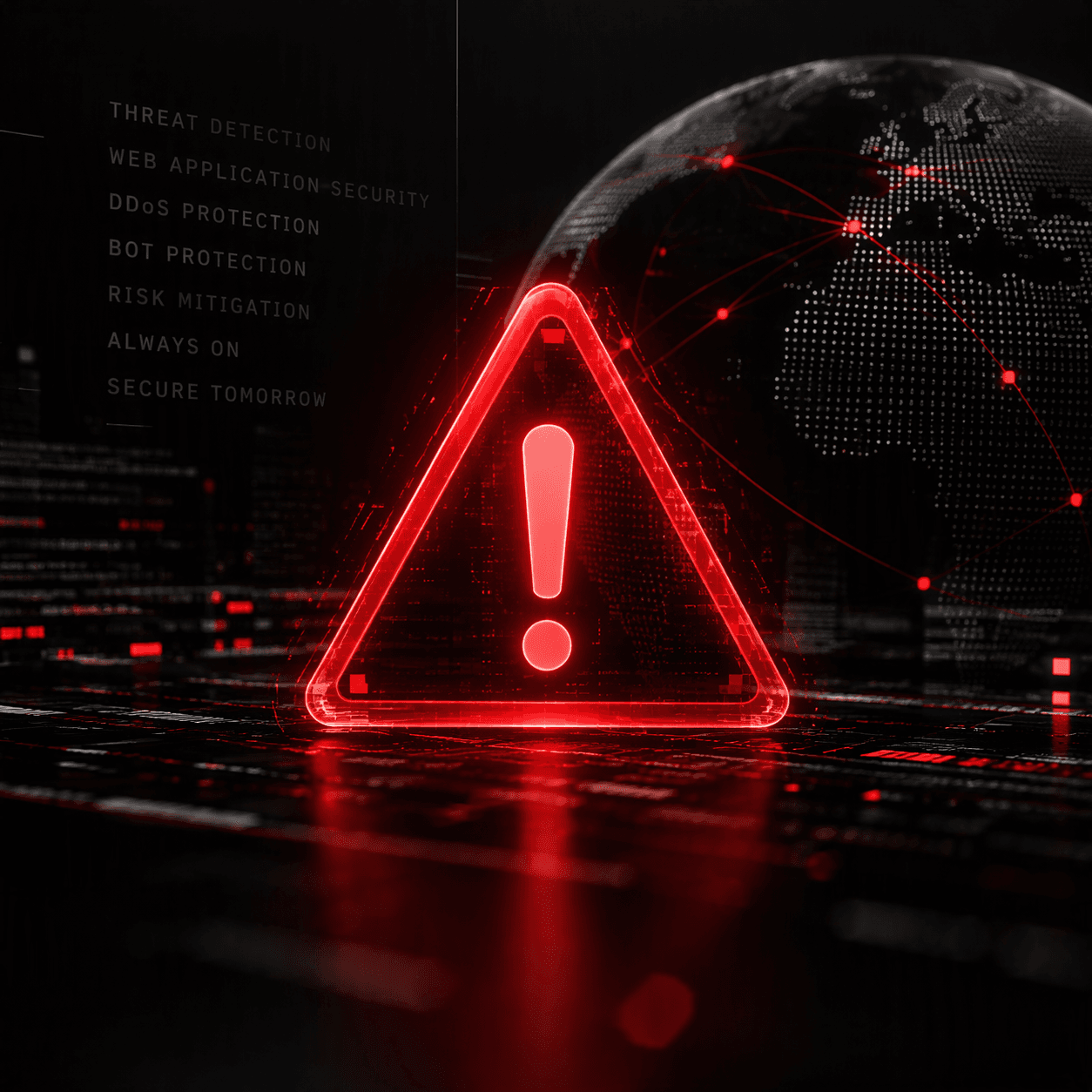 Exclamation point icon in red on black background